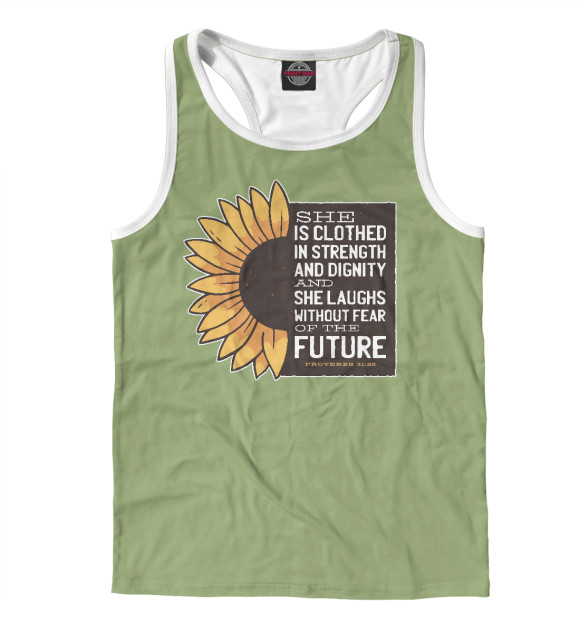 Мужская майка-борцовка с изображением Подсолнух с цитатой цвета Белый