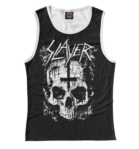 Майка для девочки с изображением Slayer (cross) цвета Белый