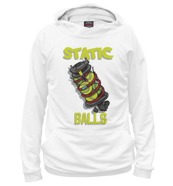 Женское худи с изображением Static Balls цвета Белый
