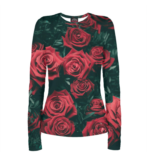 Женский лонгслив с изображением Розочки цвета Белый