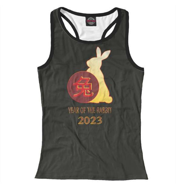 Женская майка-борцовка с изображением Китайский кролик цвета Белый