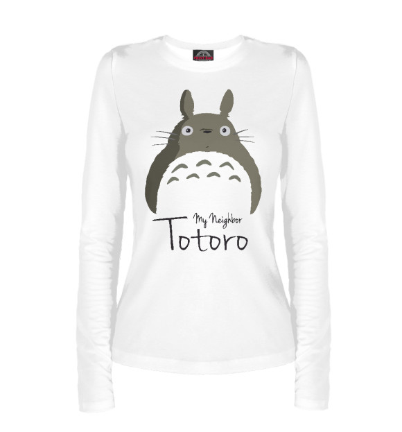Женский лонгслив с изображением Мой сосед Тоторо цвета Белый