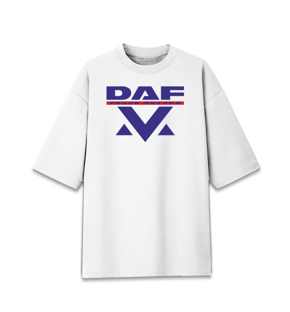 Женская футболка оверсайз с изображением DAF цвета Белый