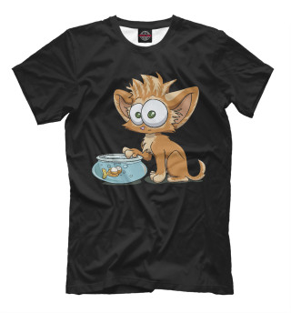 Мужская футболка Кот и рыбка