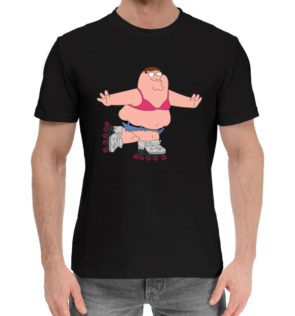 Мужская хлопковая футболка с изображением Family Guy цвета Черный