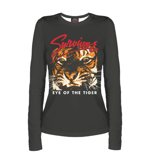 Женский лонгслив с изображением Глаз Тигра цвета Белый