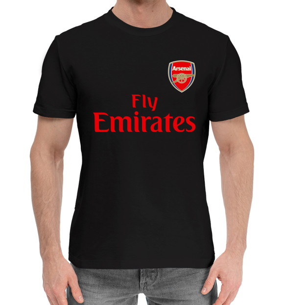Мужская хлопковая футболка с изображением Arsenal цвета Черный