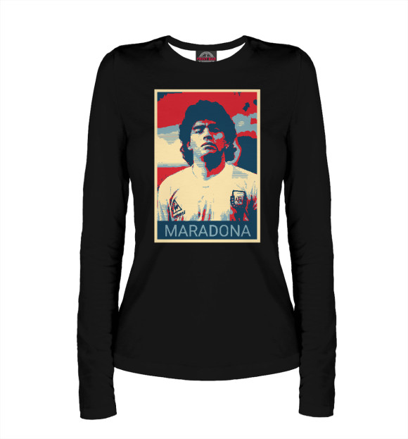 Женский лонгслив с изображением Maradona цвета Белый