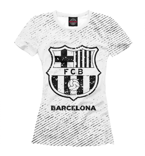 Футболка для девочек с изображением Barcelona гранж светлый цвета Белый