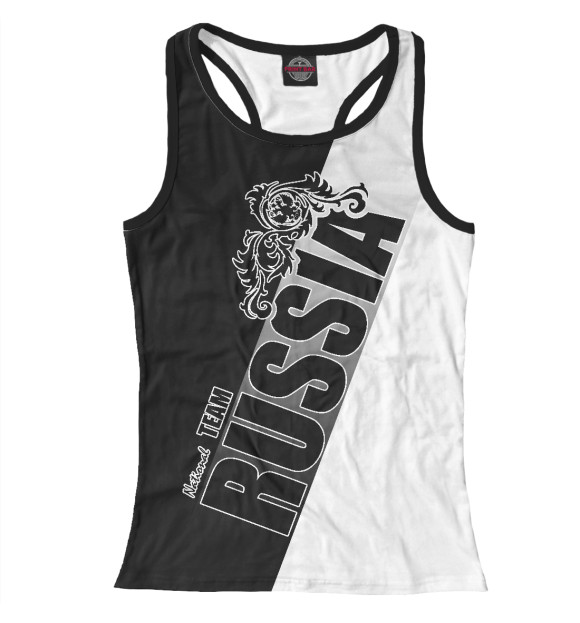 Женская майка-борцовка с изображением Russia team цвета Белый