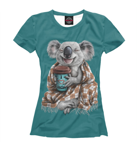 Женская футболка с изображением Сонная коала цвета Белый