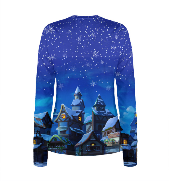 Женский лонгслив с изображением Сказочный снегопад цвета Белый