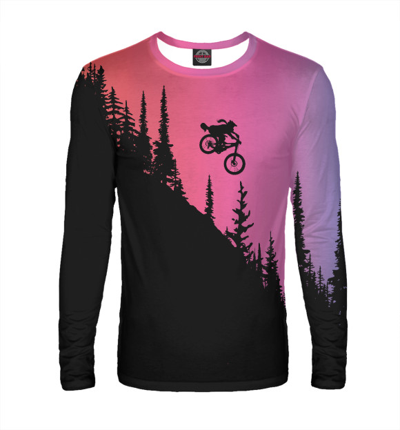 Мужской лонгслив с изображением Downhill Rider цвета Белый