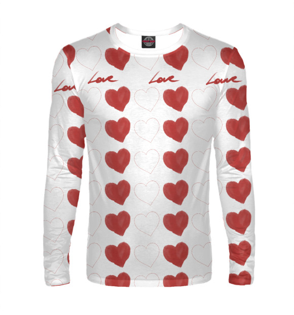 Мужской лонгслив с изображением Hearts цвета Белый