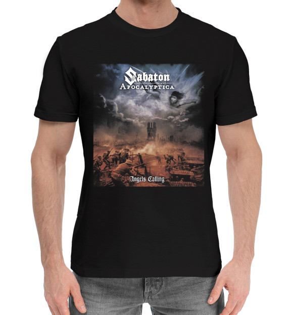 Мужская хлопковая футболка с изображением Sabaton цвета Черный