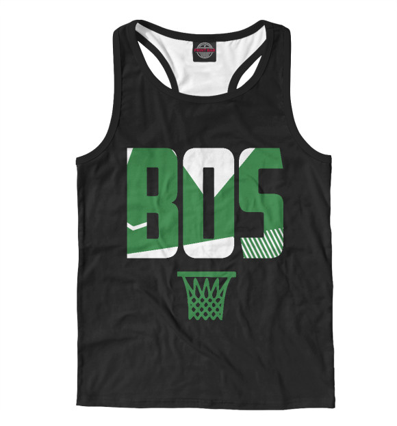 Мужская майка-борцовка с изображением Boston (green) цвета Белый