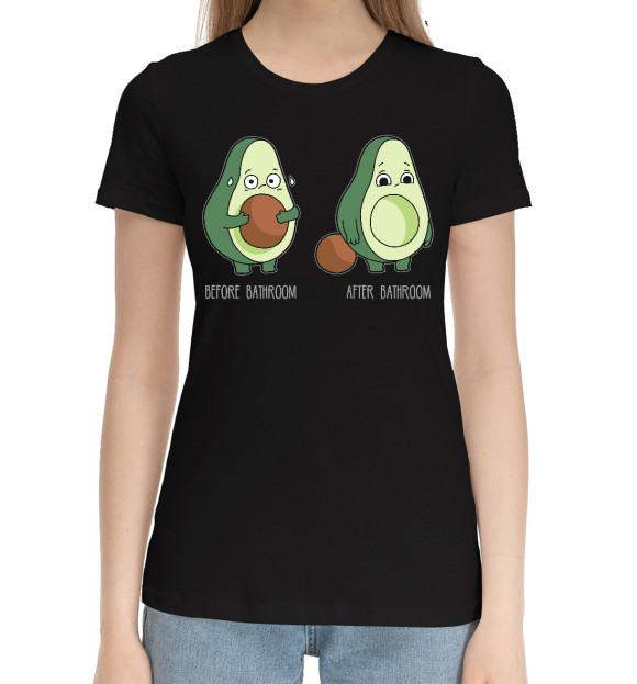 Женская хлопковая футболка с изображением Авокадо цвета Черный