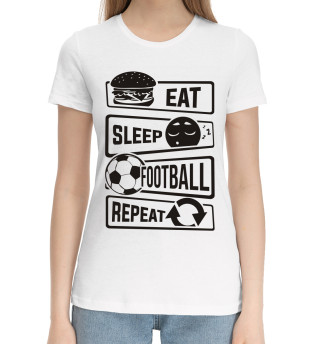 Хлопковая футболка для девочек Есть, спать, футбол