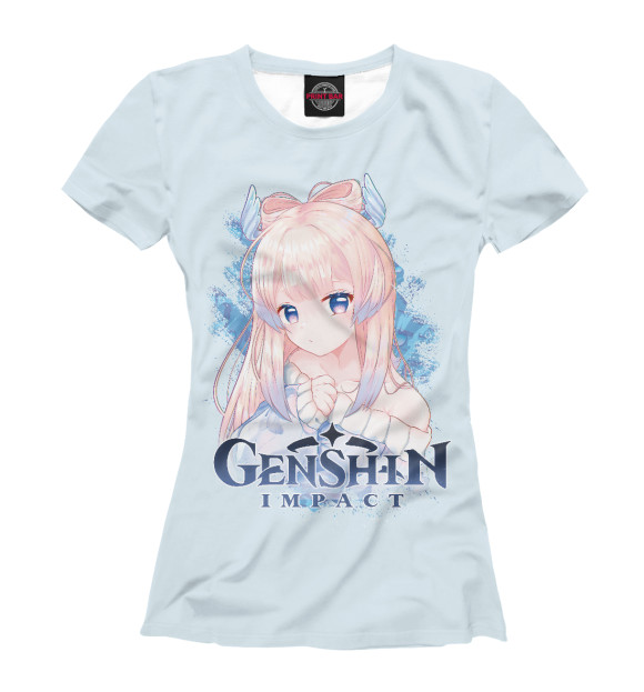 Женская футболка с изображением Кокоми Genshin цвета Белый