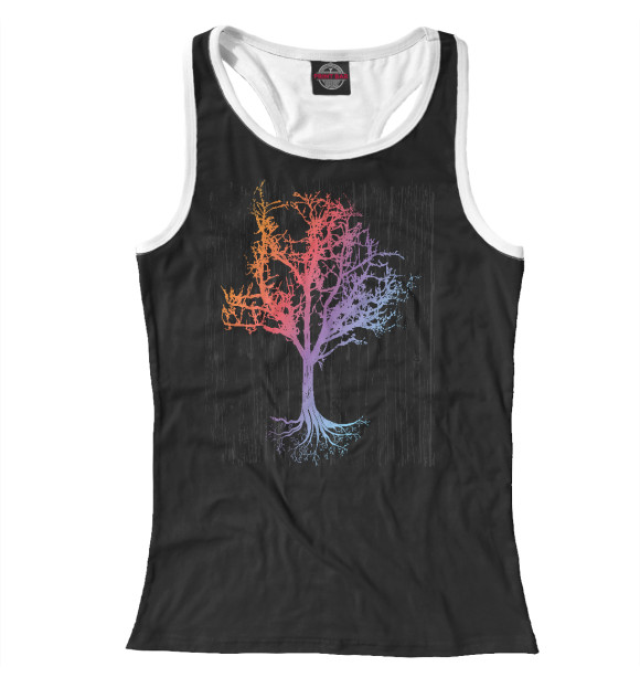 Женская майка-борцовка с изображением Зачарованное дерево цвета Белый