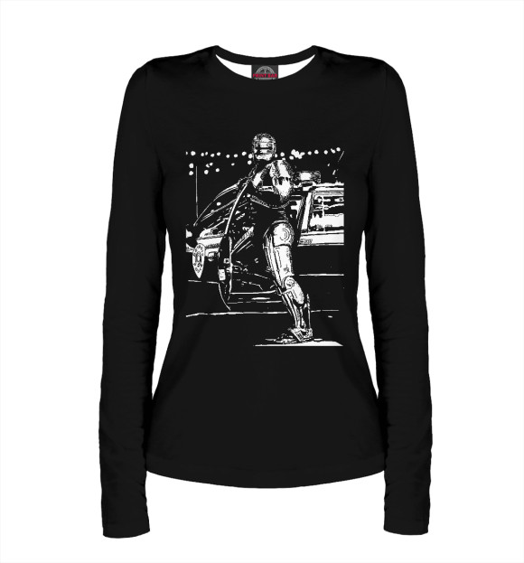 Женский лонгслив с изображением RoboCop BW цвета Белый