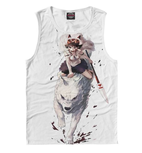 Майка для мальчика с притом Принцесса Мононоке цвета Белый Майка для мальчика с изображением Принцесса Мононоке цвета Белый