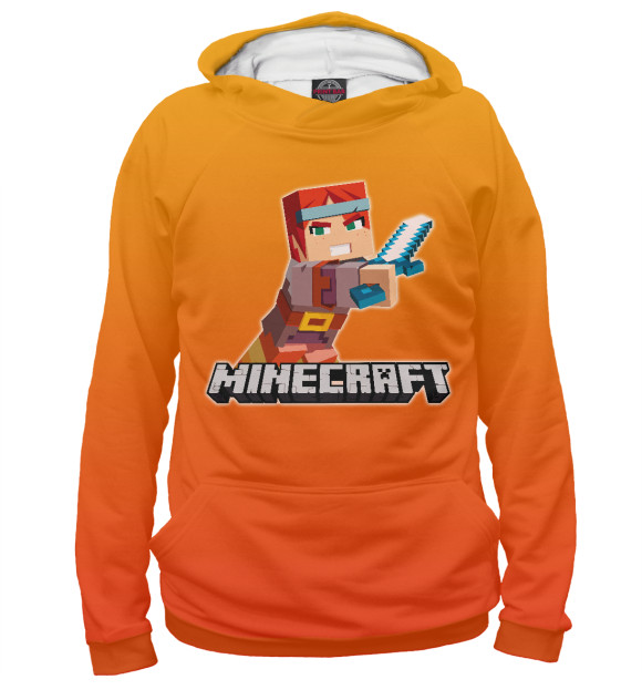 Женское худи с изображением Minecraft - Warrior цвета Белый