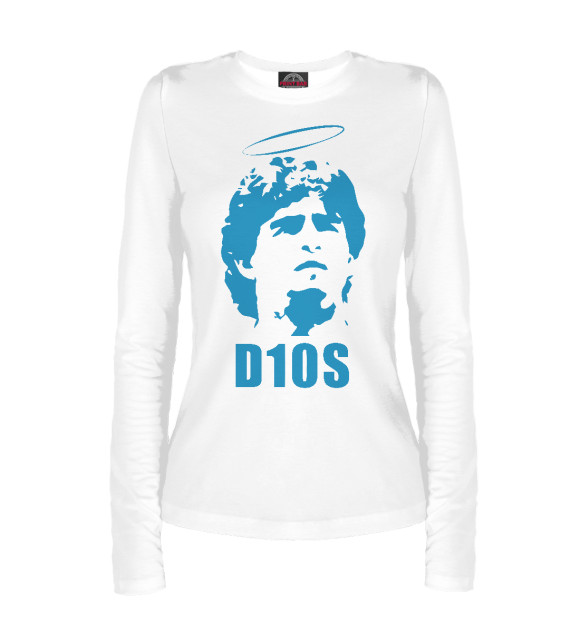 Женский лонгслив с изображением Diego Maradona цвета Белый