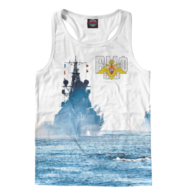 Мужская майка-борцовка с притом Военно Морской Флот цвета Белый Мужская майка-борцовка с изображением Военно Морской Флот цвета Белый