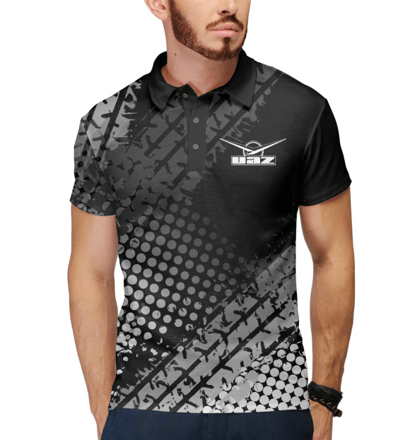 Мужское поло с изображением Уаз цвета Белый