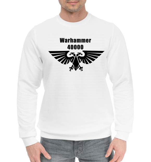 Мужской хлопковый свитшот с изображением WARHAMMER AQUILA цвета Белый
