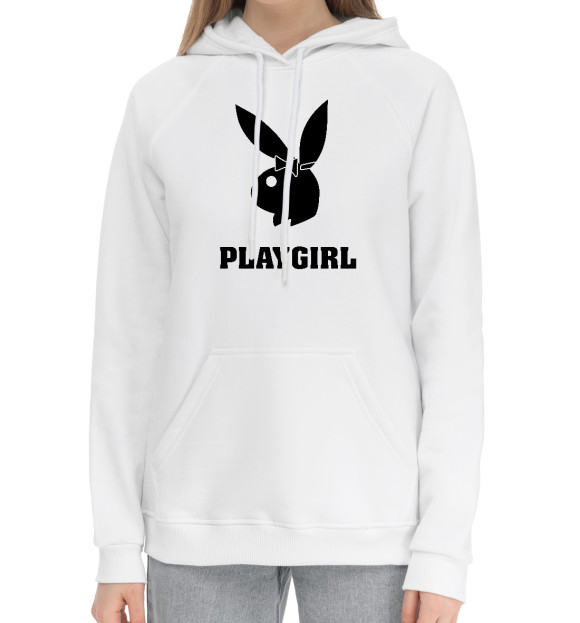 Женский хлопковый худи с изображением PLAYGIRL цвета Белый