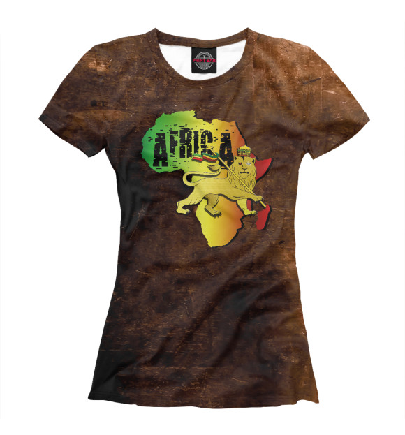 Женская футболка с изображением Africa Lion of Zion Lion цвета Белый