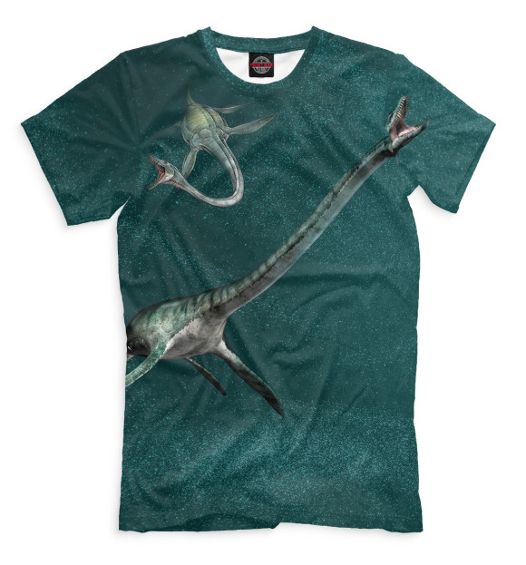 Мужская футболка с изображением Динозавр цвета Белый