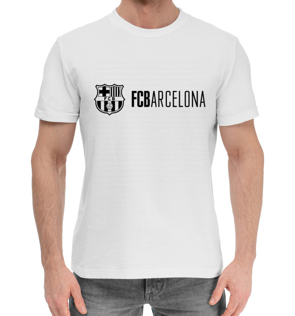 Мужская хлопковая футболка с изображением Barcelona цвета Белый
