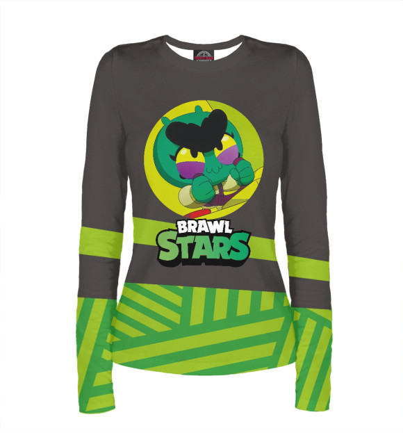 Женский лонгслив с притом Ева Brawlstars цвета Белый Женский лонгслив с изображением Ева Brawlstars цвета Белый
