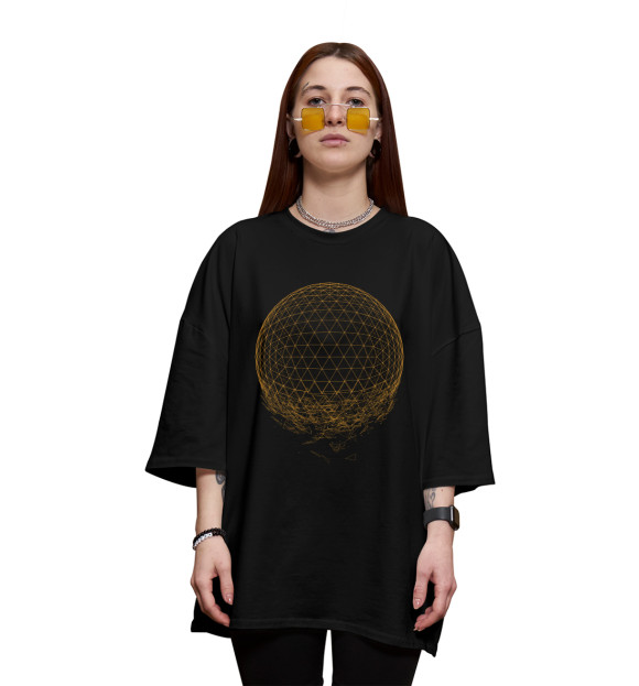 Женская футболка оверсайз с изображением Geometry цвета Черный
