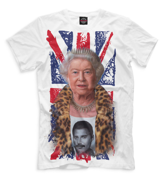 Мужская футболка с изображением Королева Елизавета II цвета Белый