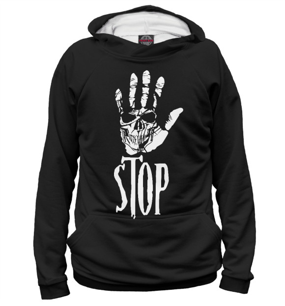 Женское худи с изображением Stop цвета Белый