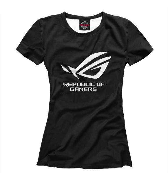 Женская футболка с изображением Asus Republic of Gamers цвета Белый