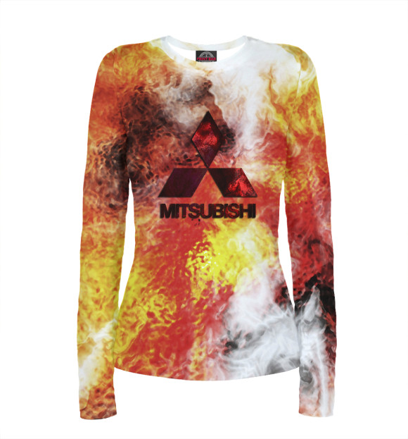 Женский лонгслив с изображением Mitsubishi | Митсубиси цвета Белый