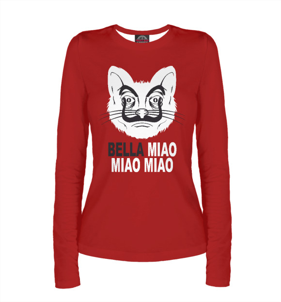 Женский лонгслив с изображением Bella Miao цвета Белый