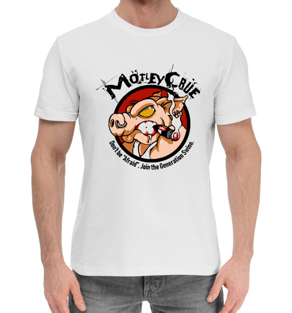 Мужская хлопковая футболка с изображением Motley Crue цвета Белый