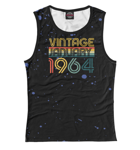 Женская майка с изображением Vintage January 1964 цвета Белый