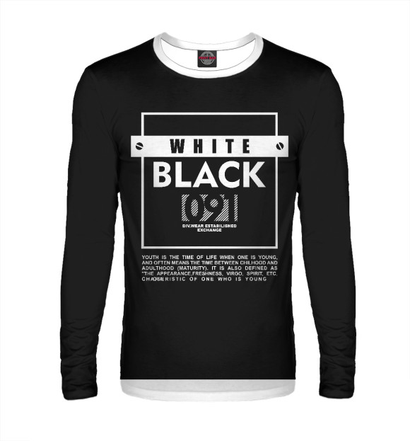 Мужской лонгслив с изображением Black and white 091 цвета Белый