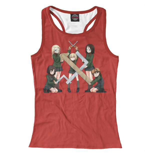 Женская майка-борцовка с изображением Девушки и танки цвета Белый