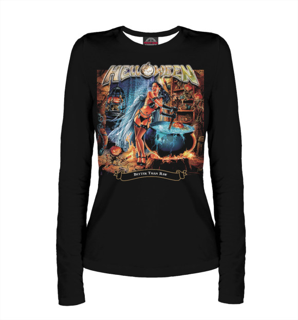 Женский лонгслив с изображением Helloween цвета Белый