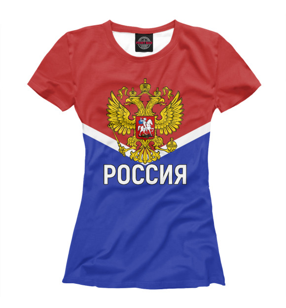 Футболка для девочек с изображением Россия цвета Белый