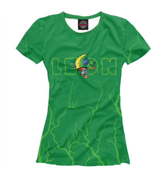 Женская футболка с изображением Brawl Stars Leon / Леон цвета Белый