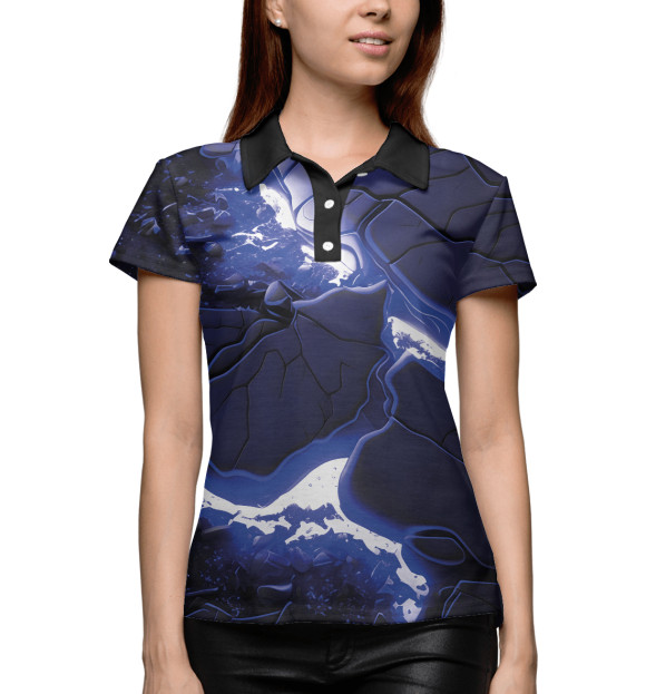 Женское поло с изображением Неоновая голубая лава цвета Белый